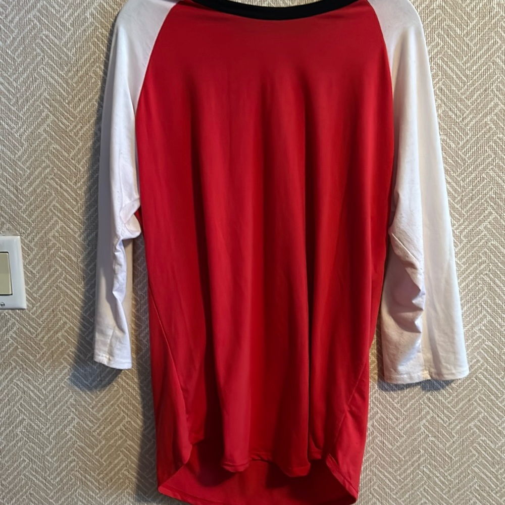 LuLaRoe Randy Rare Red & white Solid Baseball Tee 3/4 Sleeve ❤️ size xl